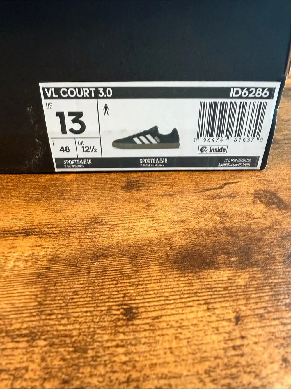 adidas Black Sneakers with White Stripes and Brown Sole